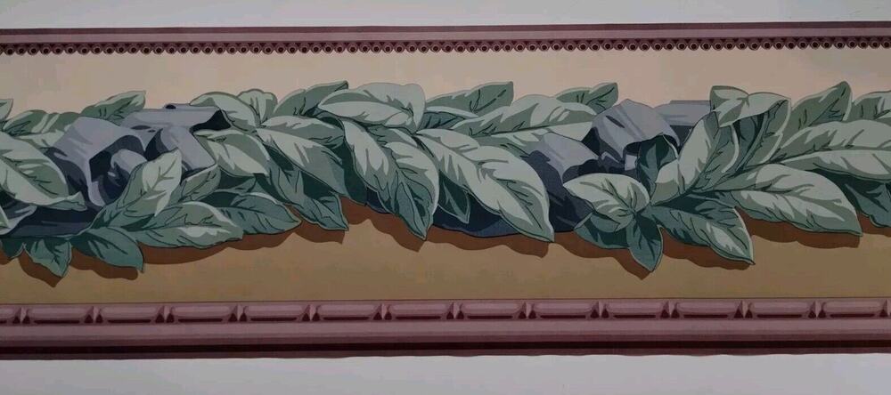 Seabrook Designs Pre-pasted Wall Border - Leaves with Boulders - 5 yds - LB357B